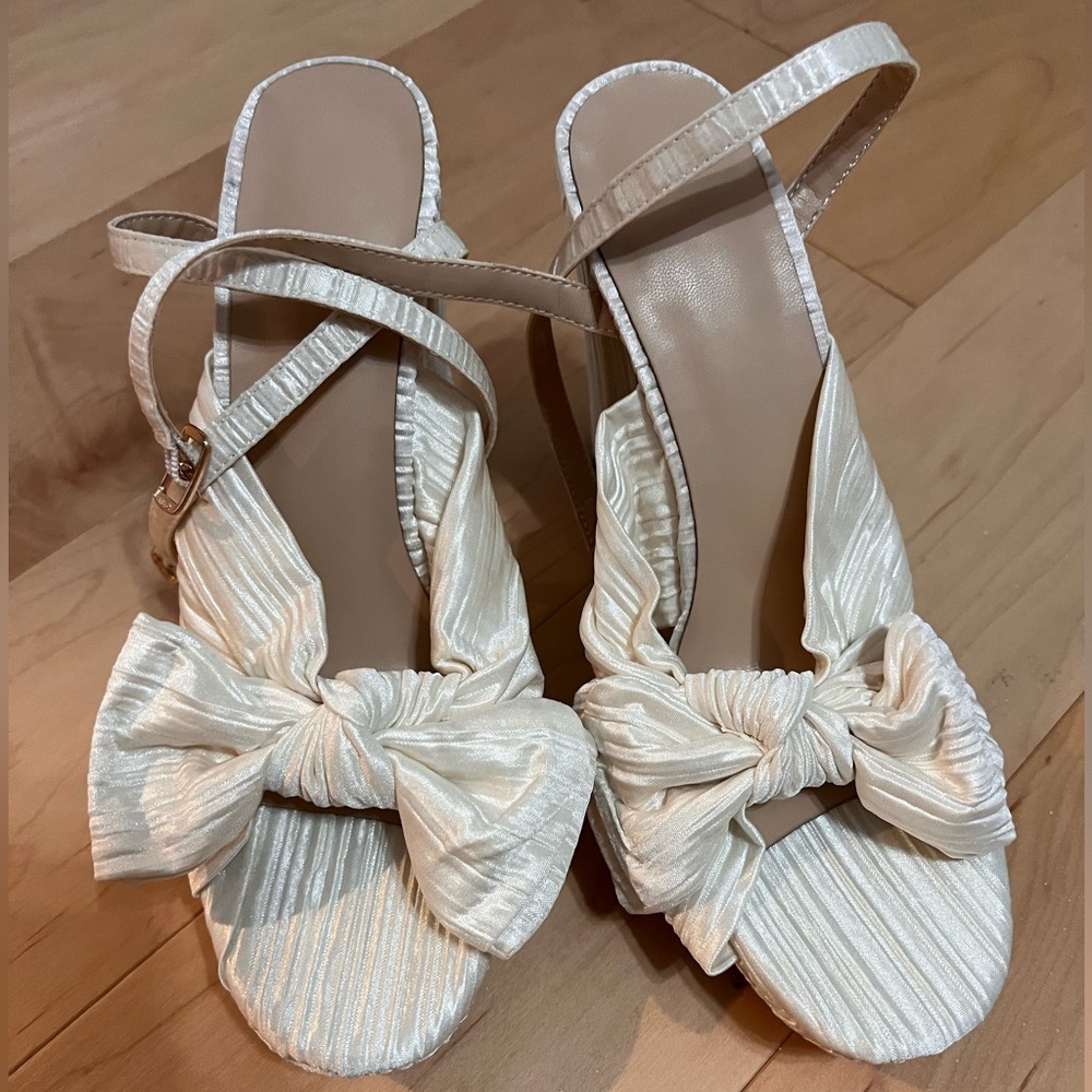 Bow Knot Pleated Open Toe Heels